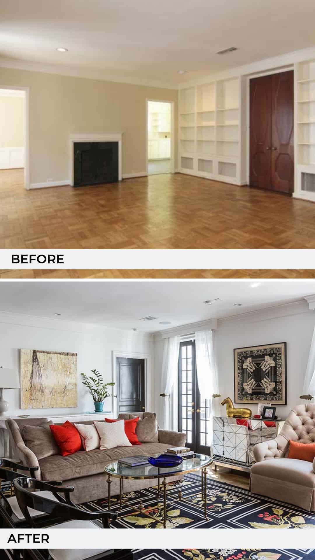 Before and AFter of the Dryden Living Room