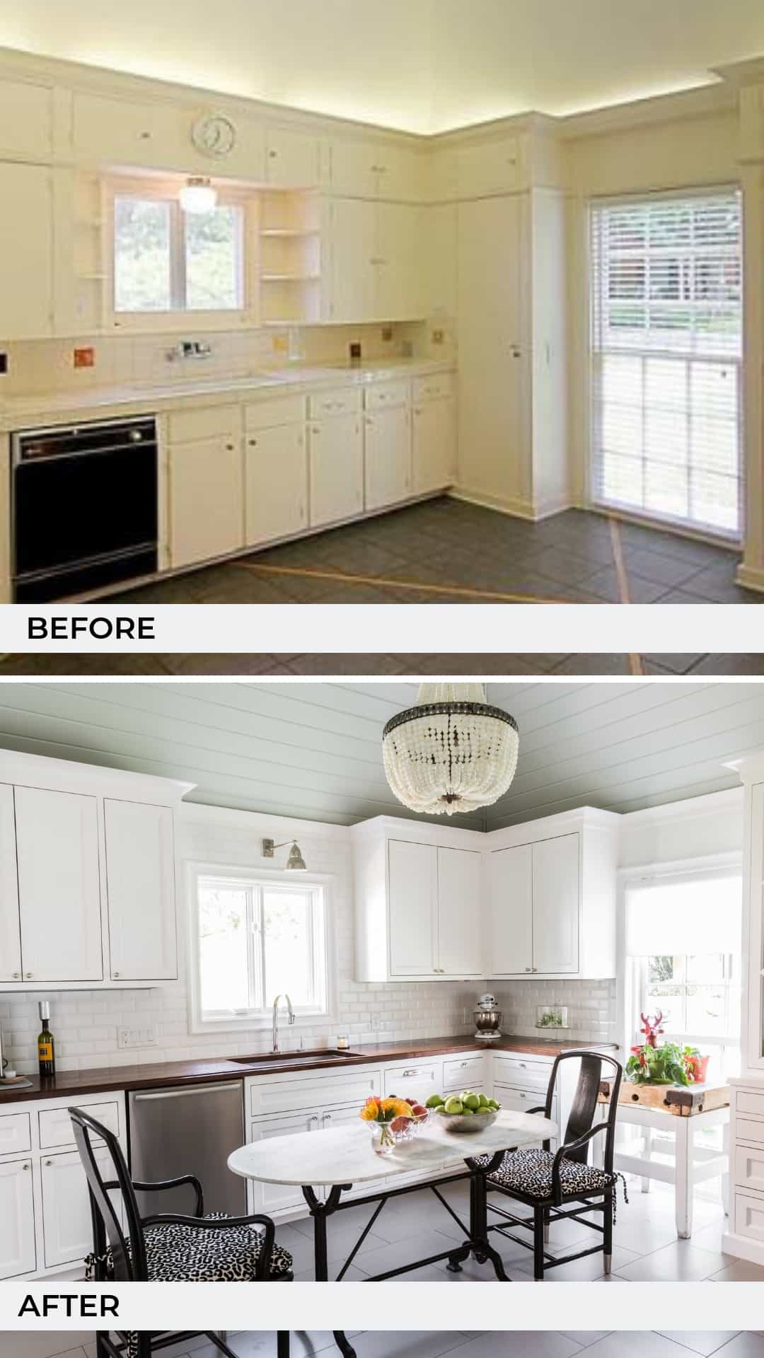 Laura Umansky's home on Dryden, the kitchen before and after
